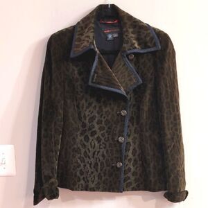 Nina McLemore Animal Print Velvet Jacket Sz 8